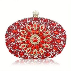 NEW Elegant‎ Red Crystal Clutch